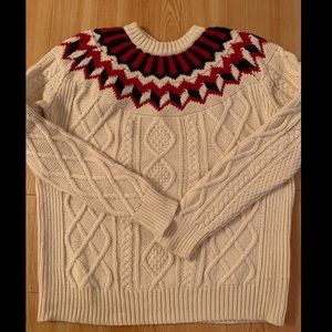 J Crew Cableknit Sweater with Fair Isle